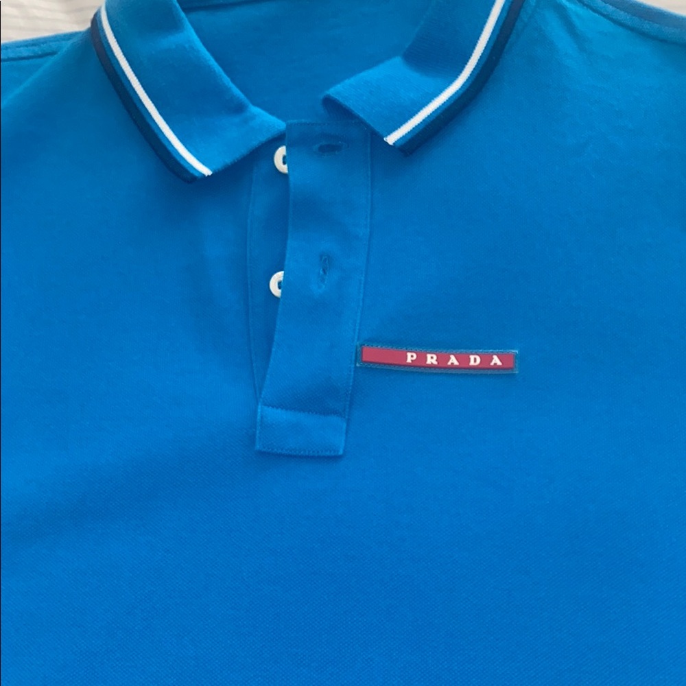 Prada Blue Polo Shirt with White Trim